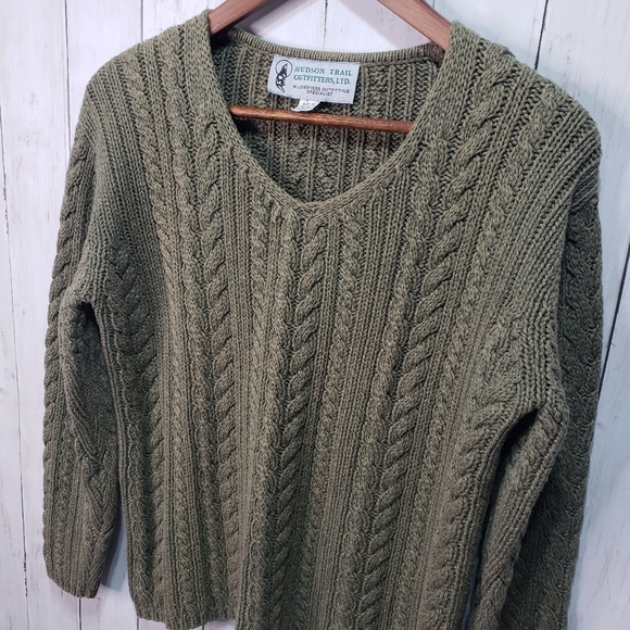 Vintage Hudson Trail Outfitters Green Cable Knit - Picture 2 of 6